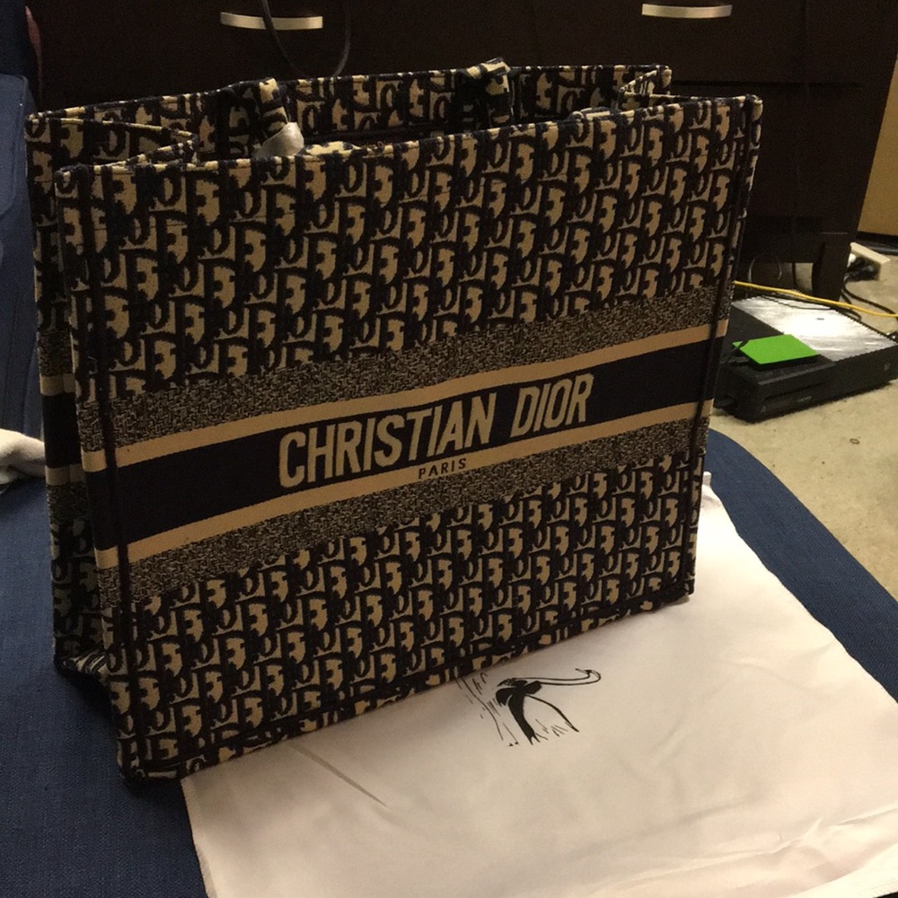 Small Christian Dior Book Tote Blue